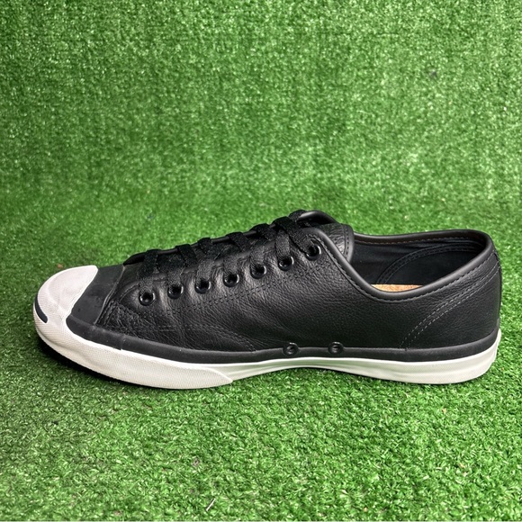 Converse Jack Purcell Men's Size 10.5 Shoes Black White Leather Low Top Sneakers - Picture 7 of 12